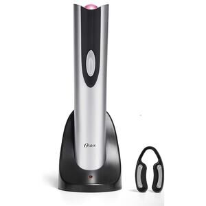 Oster Cordless Electric Wine Bottle Opener with Foil Cutter, Silver